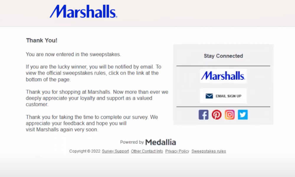 marshalls feedback survey