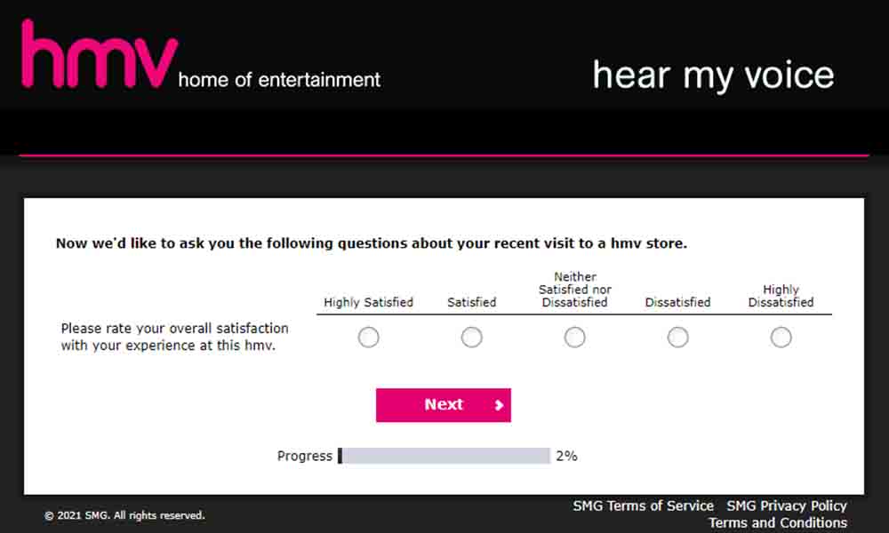 www.hmv-hearmyvoice.com uk survey